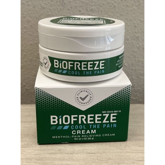 Biofreeze Cool the Pain Soothing Pain Relief Cream Jar 3 oz Factory Sealed - Picture 1 of 6